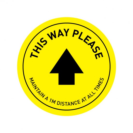 Covid-19 Floor This Way Please Yellow 26cm 3pcs